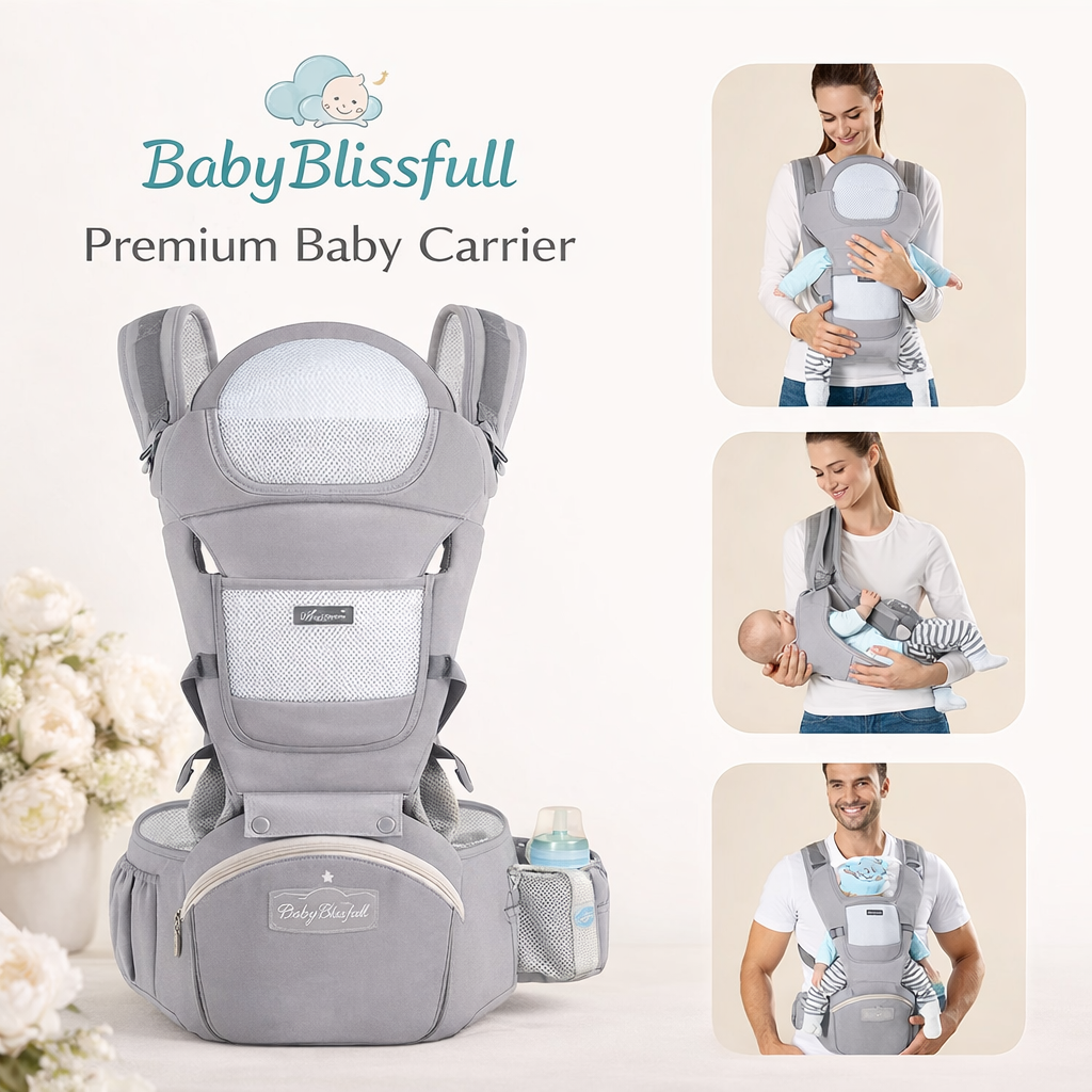 Luxury Ergonomic Baby Carrier with Waist Support Multi-Position Comfort Carry
