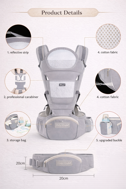 Luxury Ergonomic Baby Carrier with Waist Support Multi-Position Comfort Carry