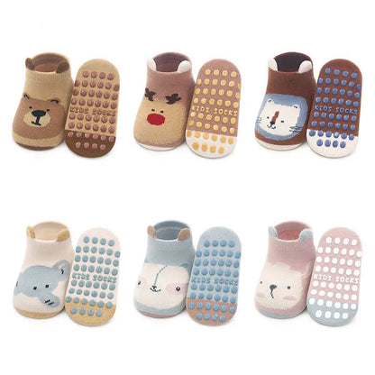 Kids Cotton Non-Slip Floor Socks (6 Pairs) for Boys & Girls Kids