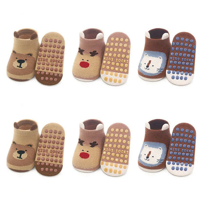 Kids Cotton Non-Slip Floor Socks (6 Pairs) for Boys & Girls Kids
