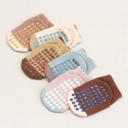 Kids Cotton Non-Slip Floor Socks (6 Pairs) for Boys & Girls Kids
