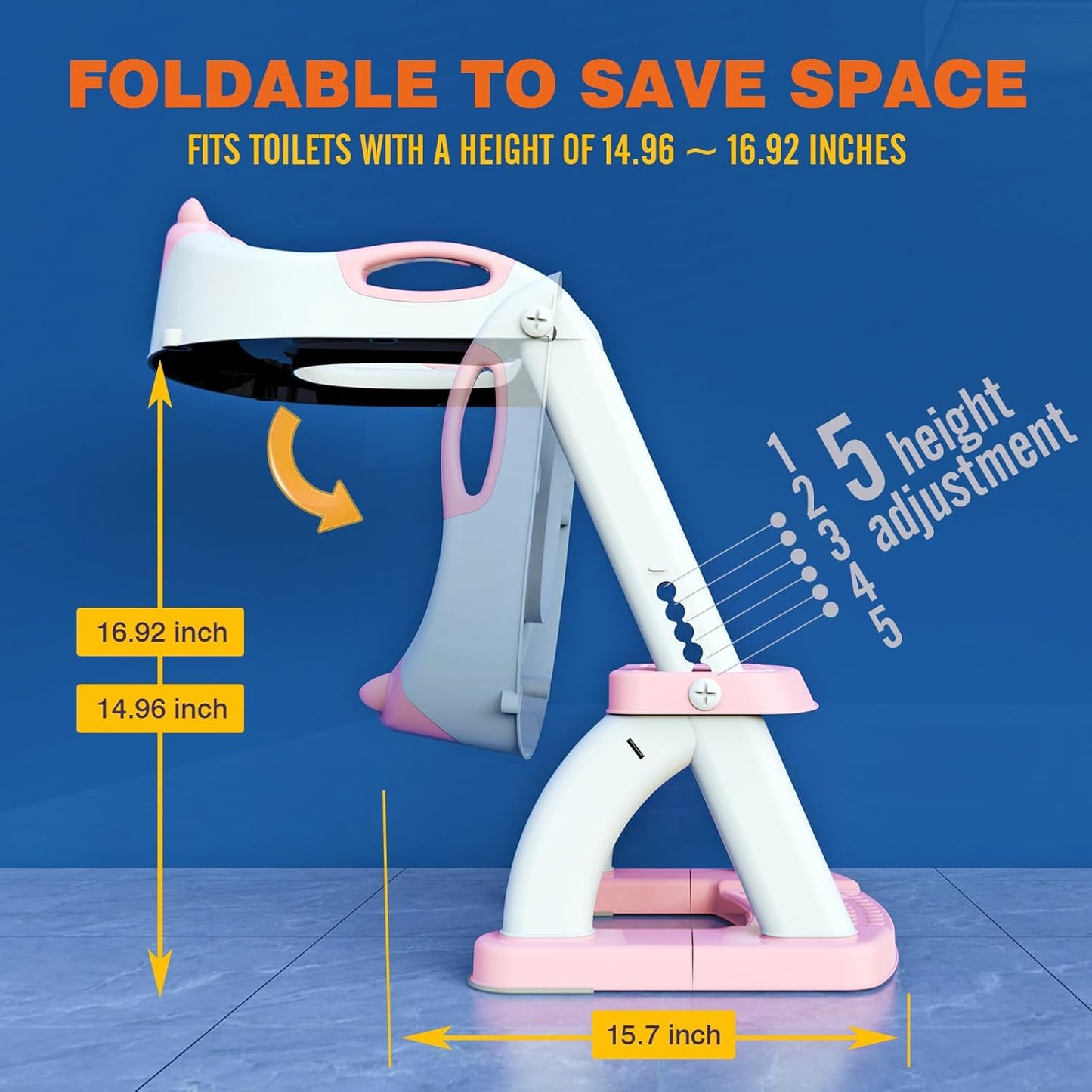 Toddler Toilet Training Seat with Stabilized Base Splash Guard Anti Slip Pad and Step Stool 